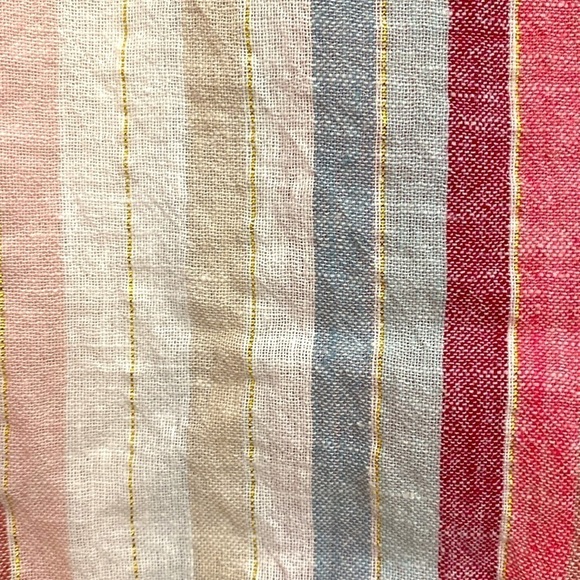 Beach lunch lounge linen blend top shirt blouse Womens M Cap sleeve stripe soft - Picture 3 of 6